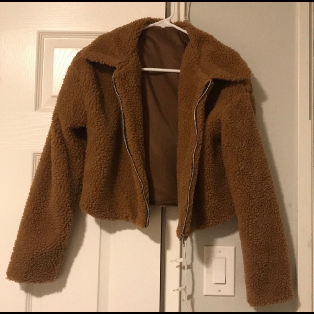 Cropped teddy bear jacket
